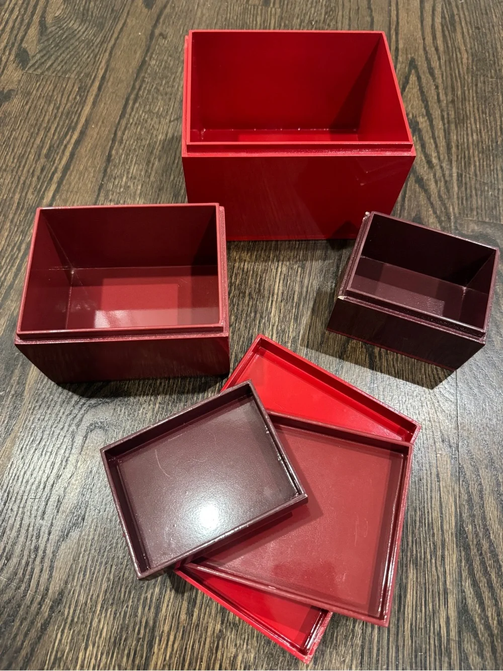 West Elm • Set of 3 Nesting Lacquer Boxes With Lids Jewelry Trinket Decor